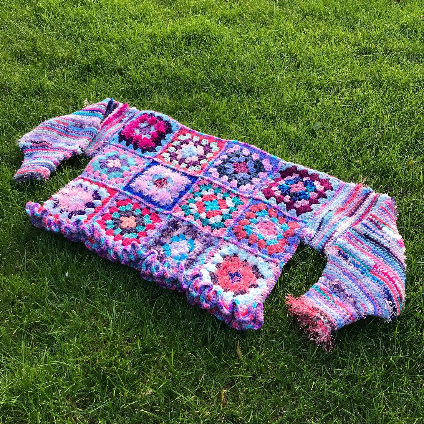 Hydrangea Granny Square Crochet Cropped Jumper