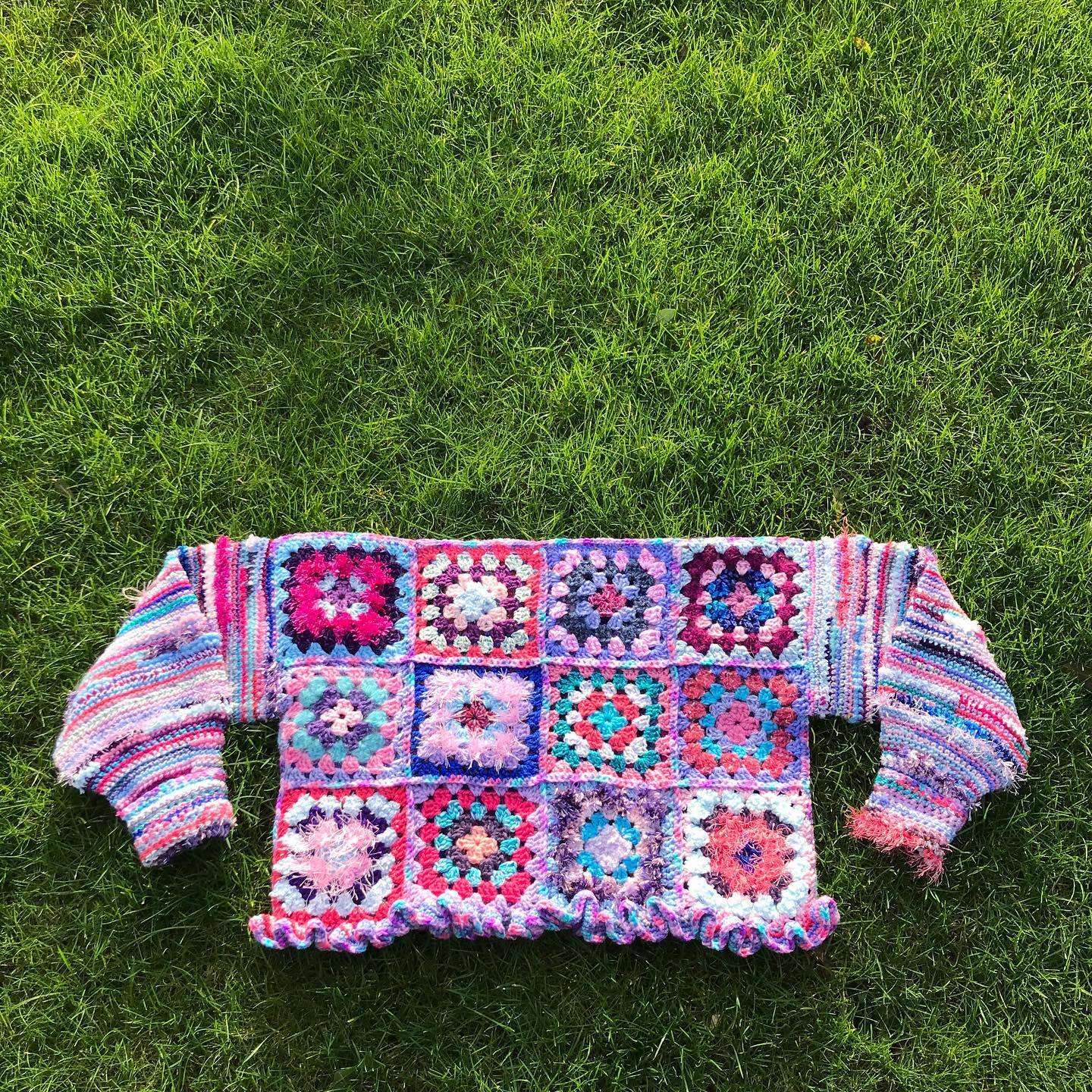 Hydrangea Granny Square Crochet Cropped Jumper