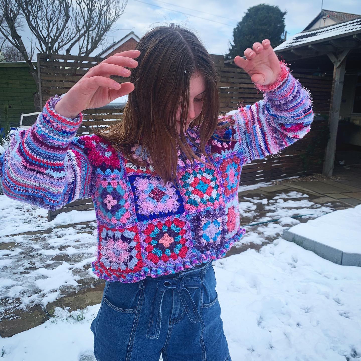 Hydrangea Granny Square Crochet Cropped Jumper