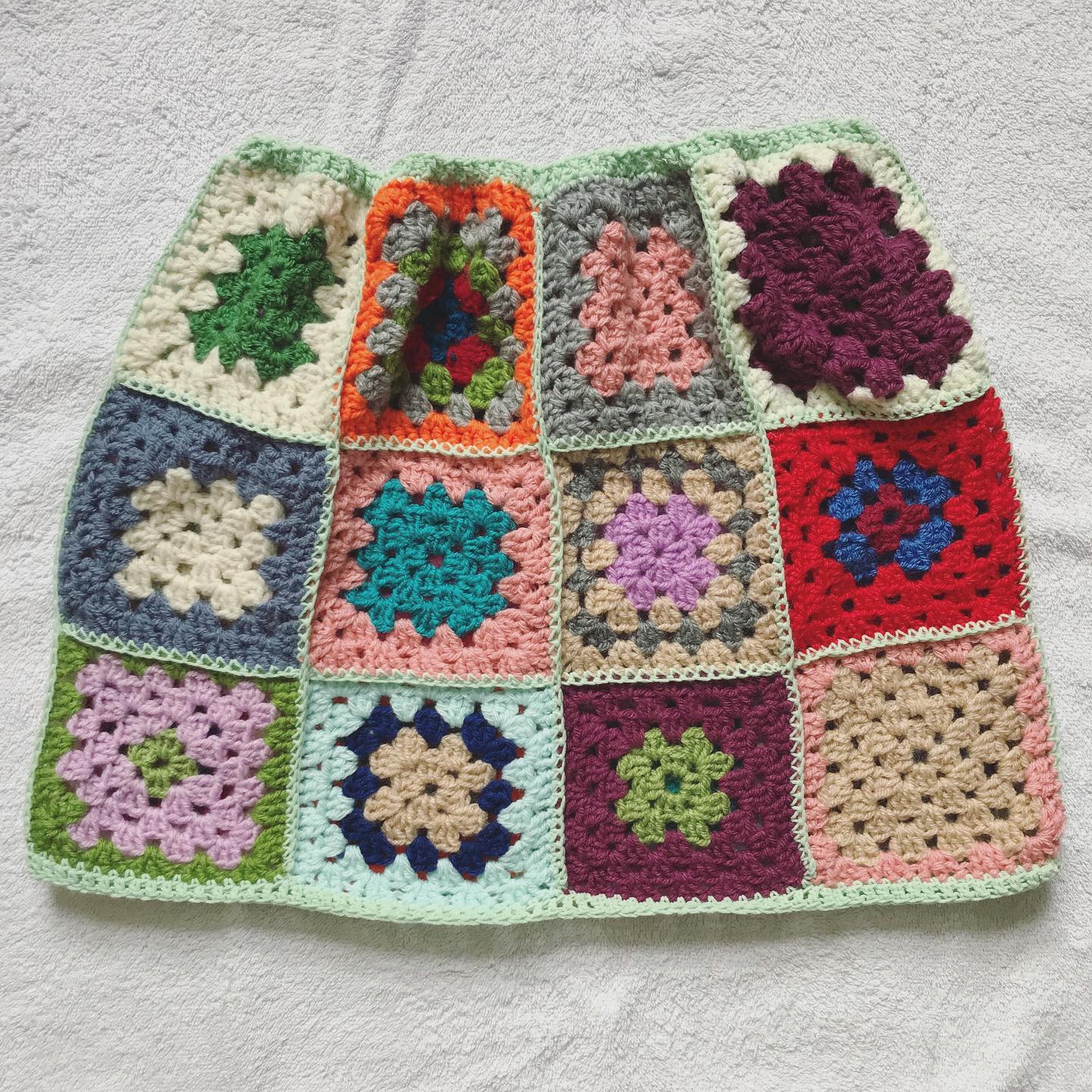 Blanket Granny Square Crochet Skirt