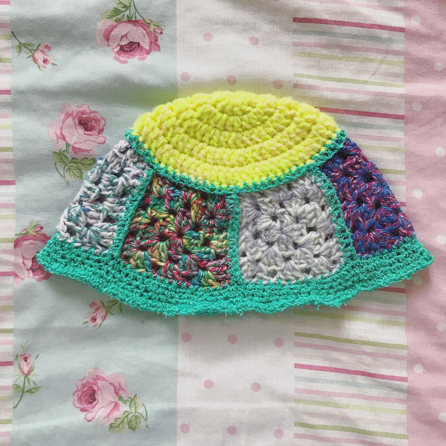 Mint Granny Square Bucket Hat