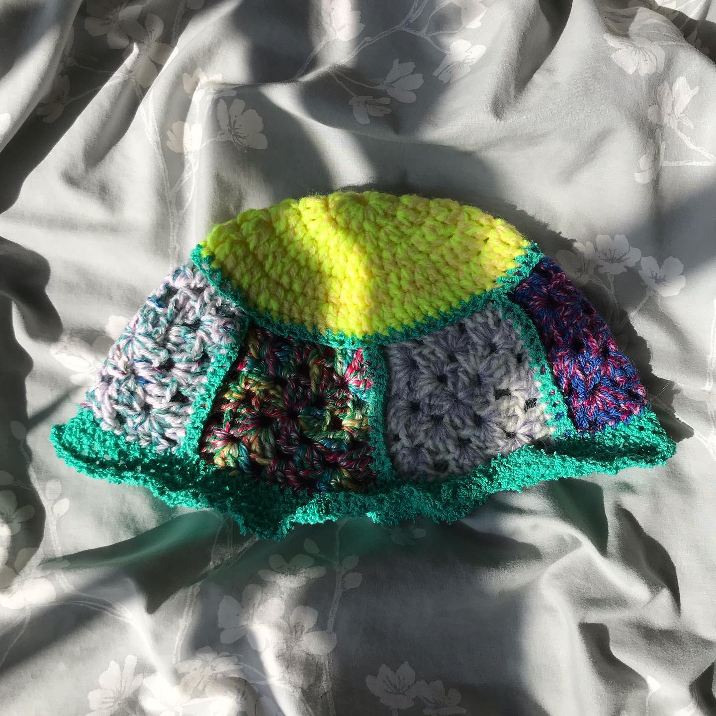 Mint Granny Square Bucket Hat