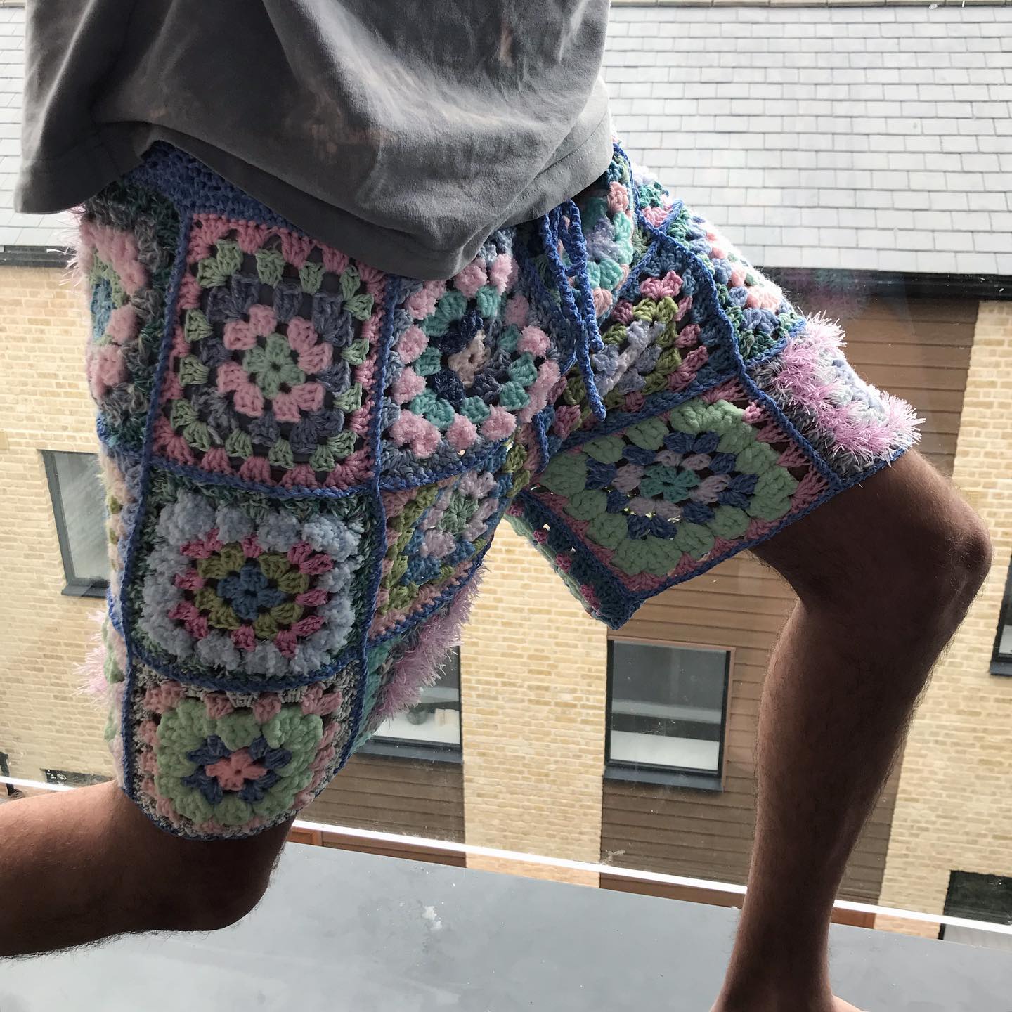 Ice Cream Granny Square Crochet Shorts