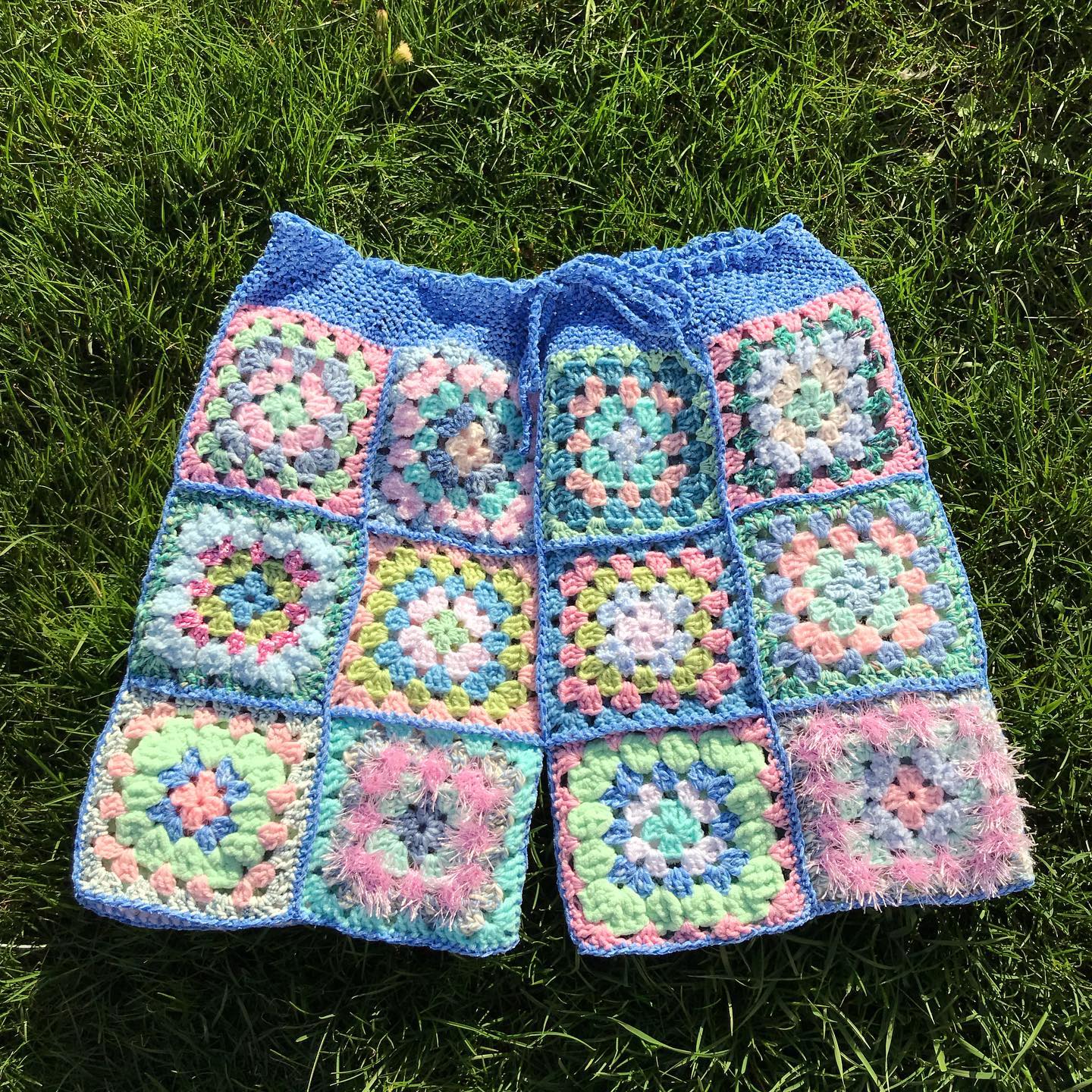 Ice Cream Granny Square Crochet Shorts