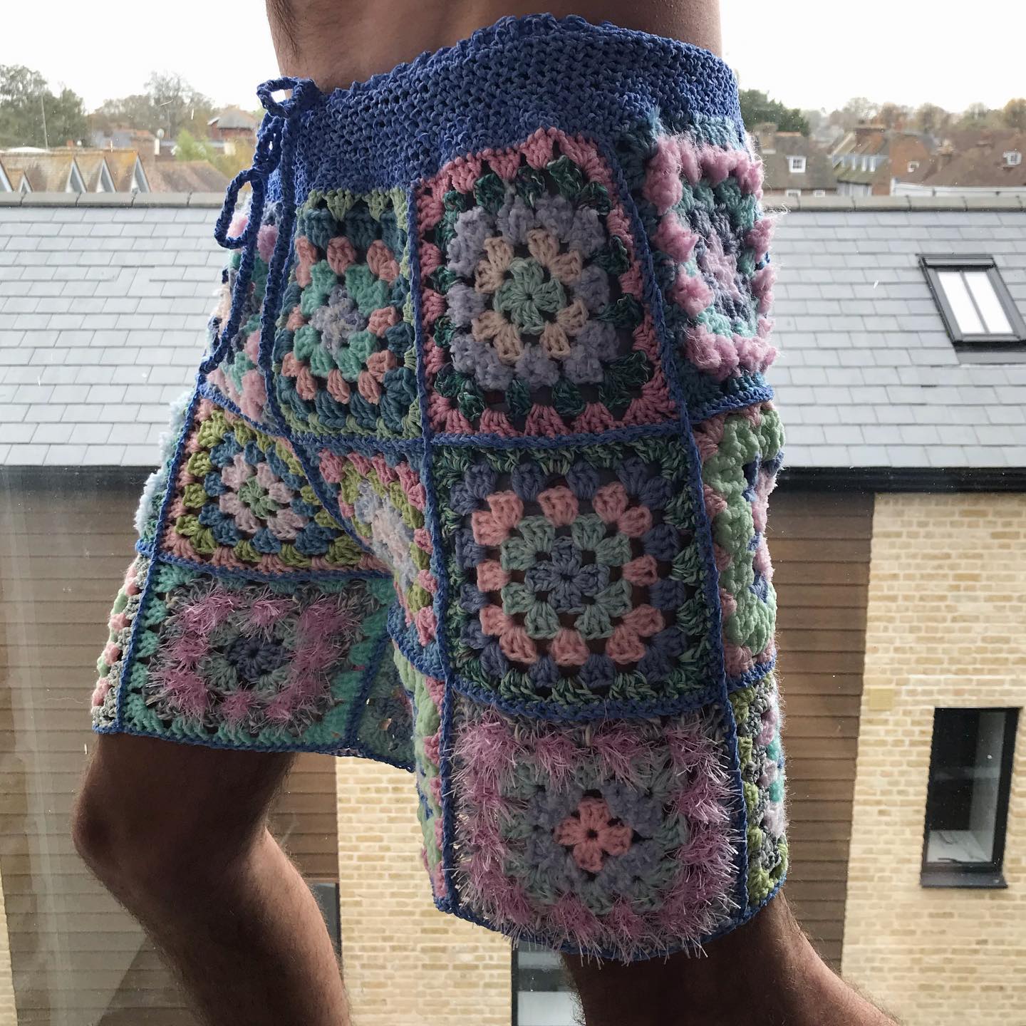 Ice Cream Granny Square Crochet Shorts