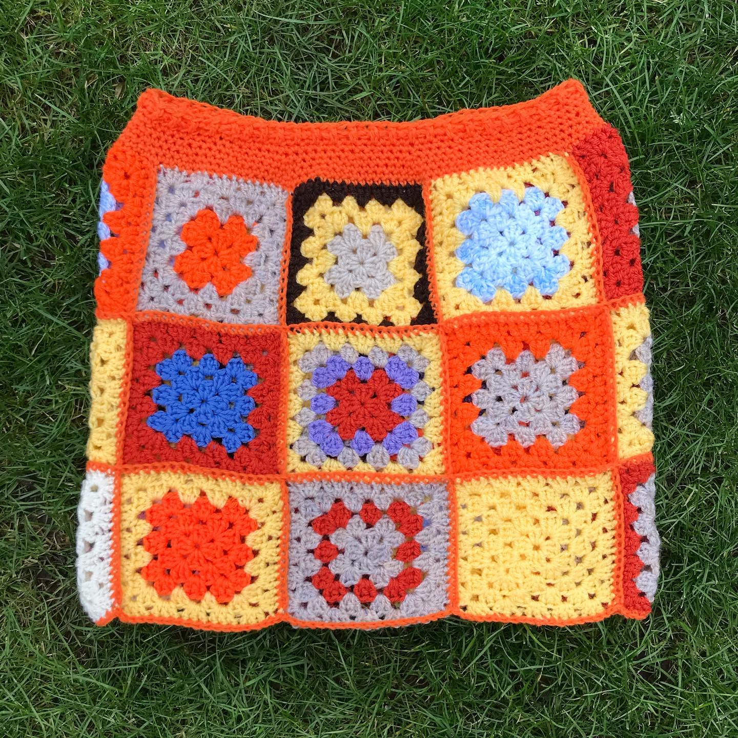 Sunset Granny Square Crochet Skirt