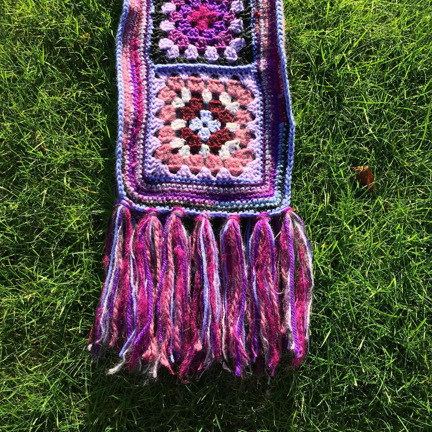 Purple Witch Granny Square Crochet Scarf