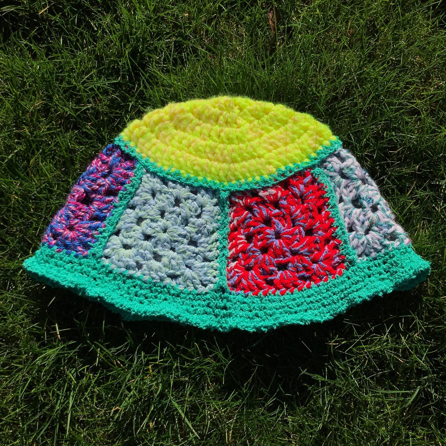 Mint Granny Square Bucket Hat