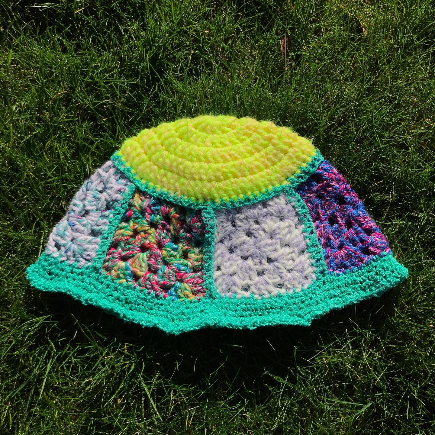 Mint Granny Square Bucket Hat