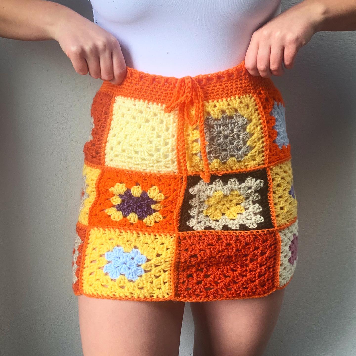 Sunset Granny Square Crochet Skirt