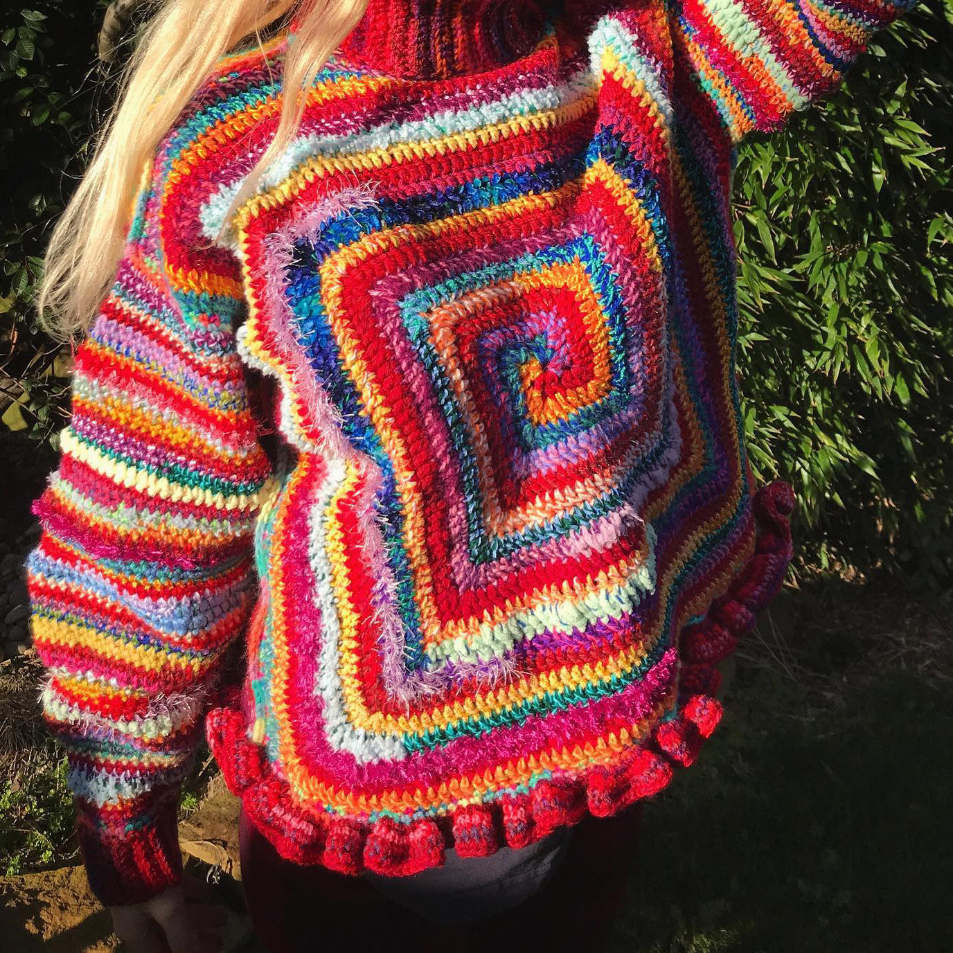 Rainbow Spiral Granny Square Crochet Jumper