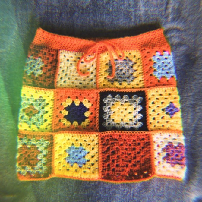 Sunset Granny Square Crochet Skirt