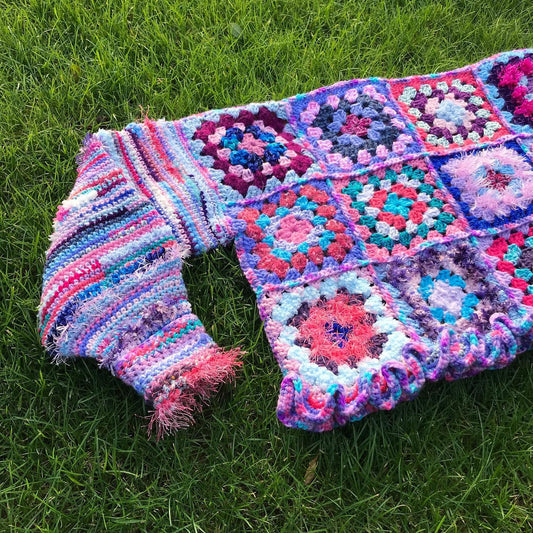 Hydrangea Granny Square Crochet Cropped Jumper