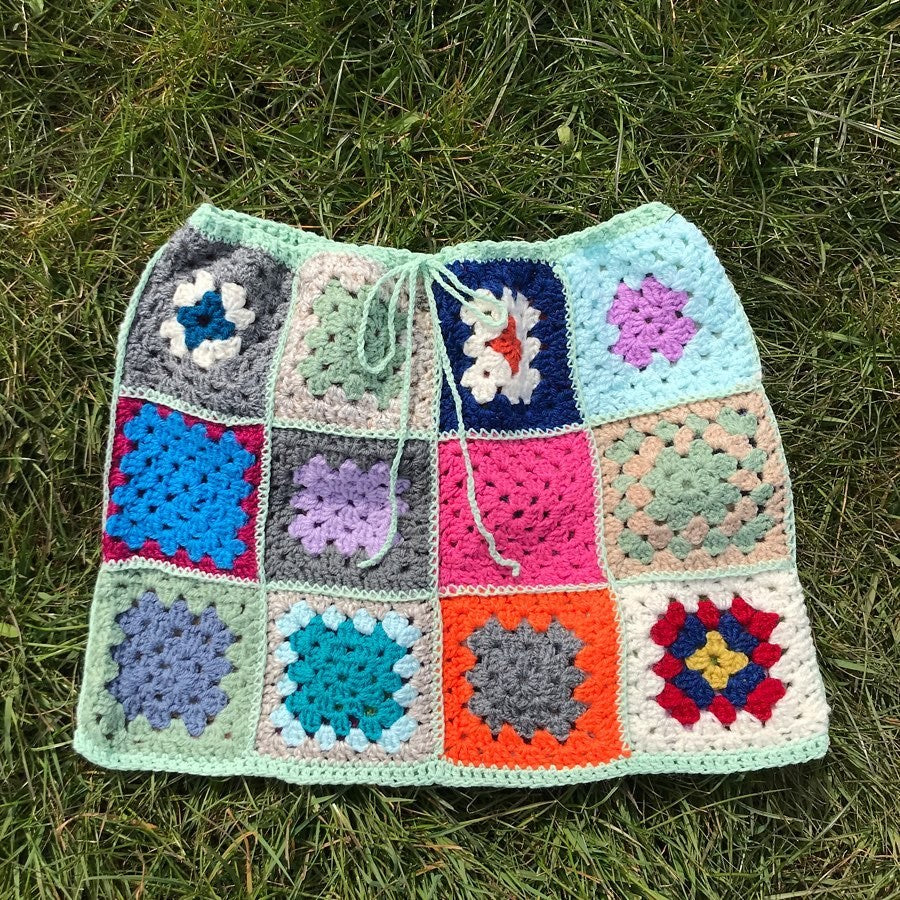 Blanket Granny Square Crochet Skirt