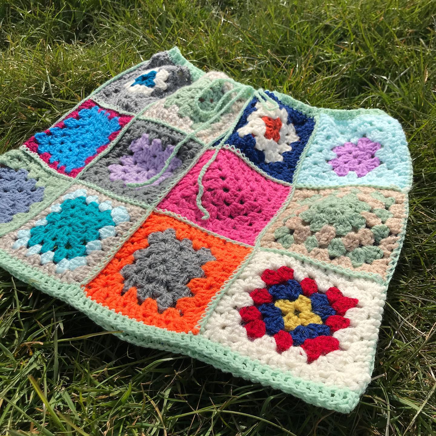 Blanket Granny Square Crochet Skirt